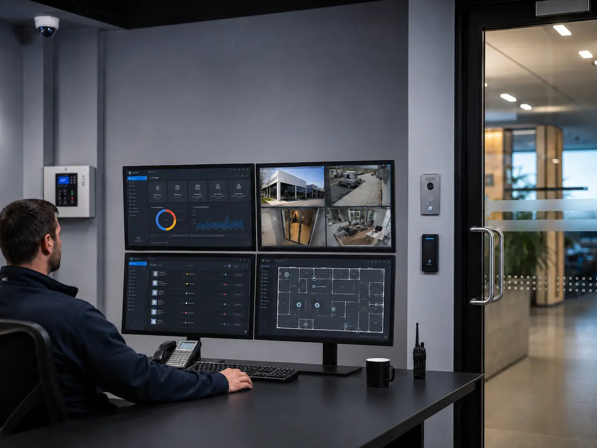 Integrated access control system connected with CCTV, alarms and intercom management