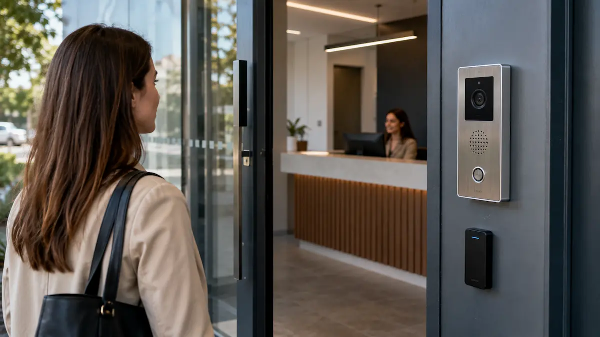 Commercial intercom system for office reception and visitor entry