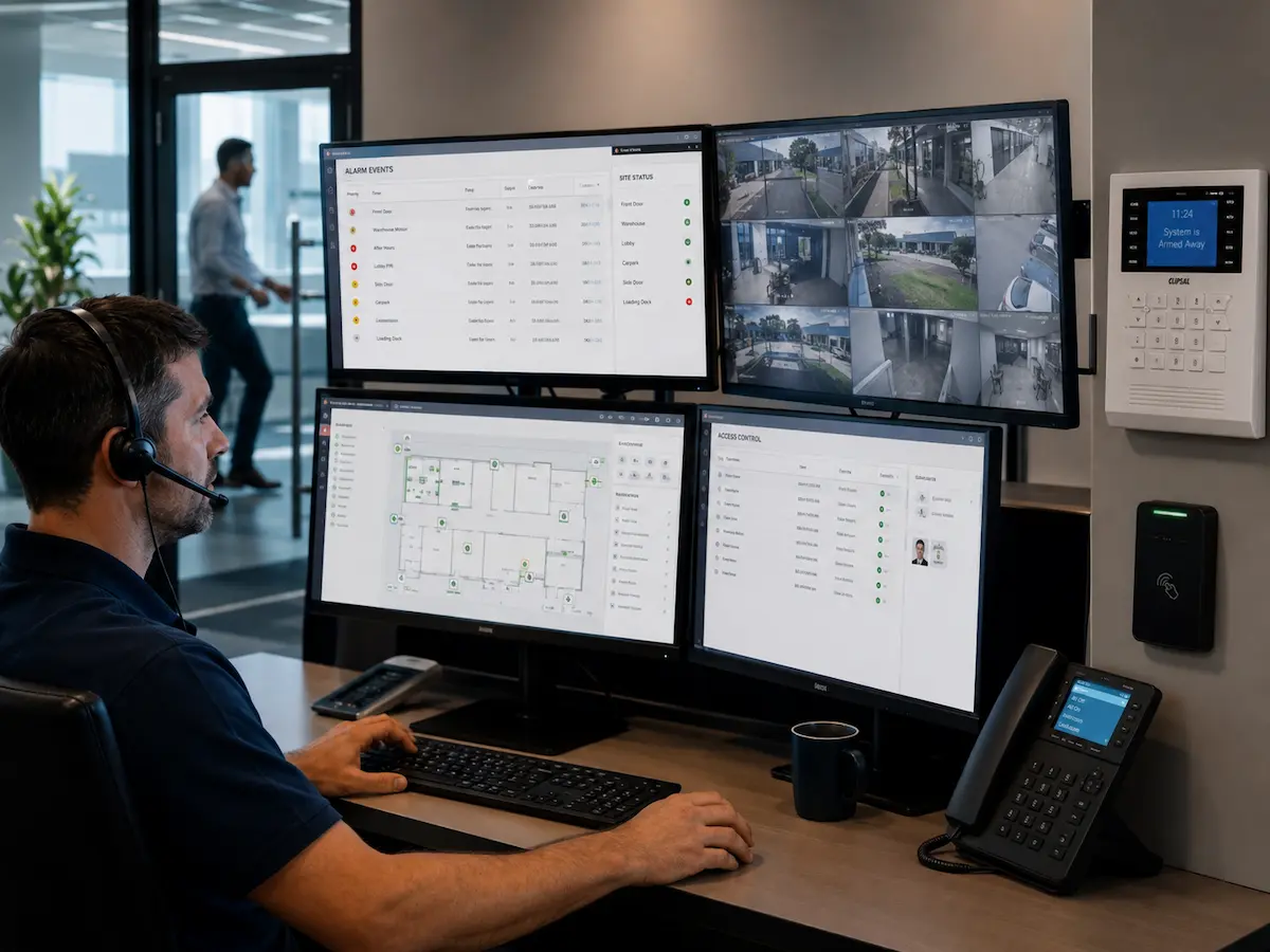 Integrated security monitoring connected with alarm CCTV and access control events