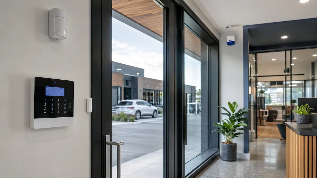 Security alarm system for an office or retail business