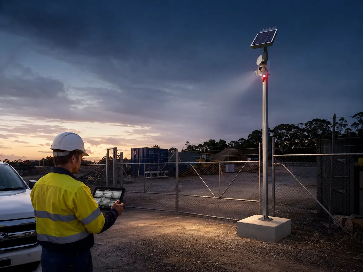 Solar powered CCTV system supporting alerts active deterrence remote review and monitoring response