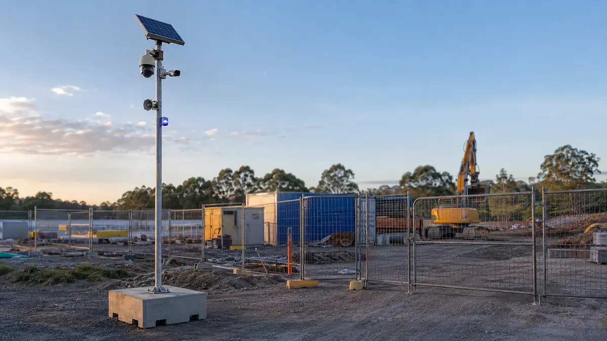 Solar powered CCTV system protecting a construction site without permanent power