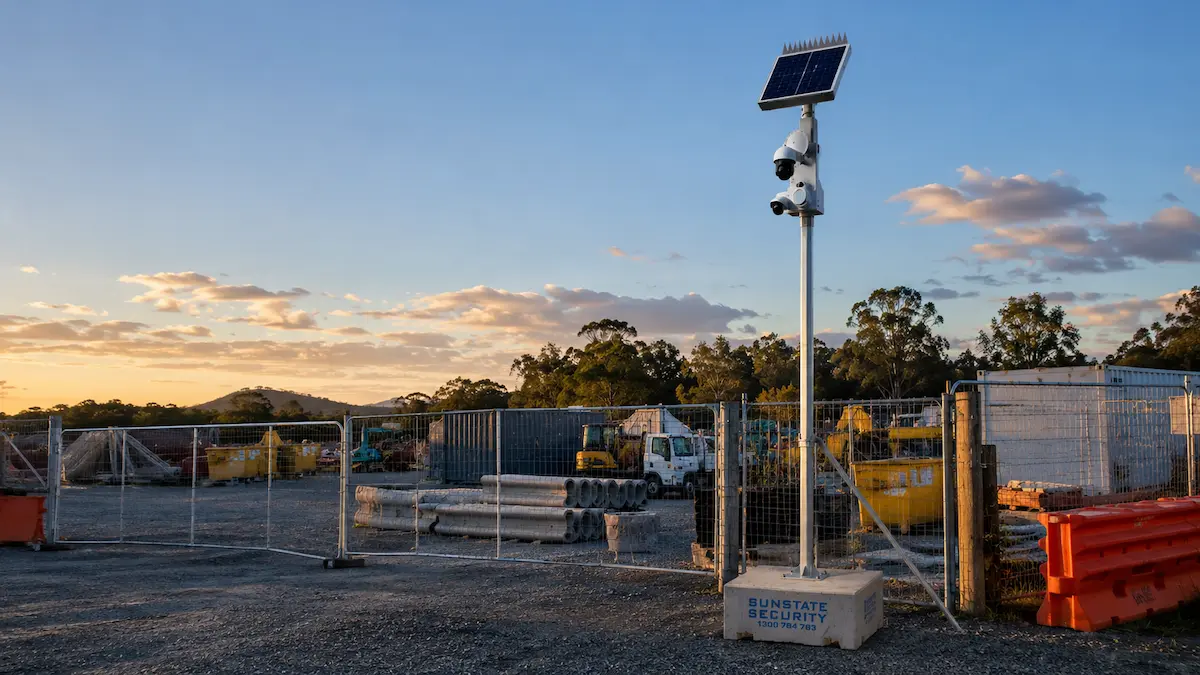 Portable solar powered surveillance unit for a temporary work site or short-term project