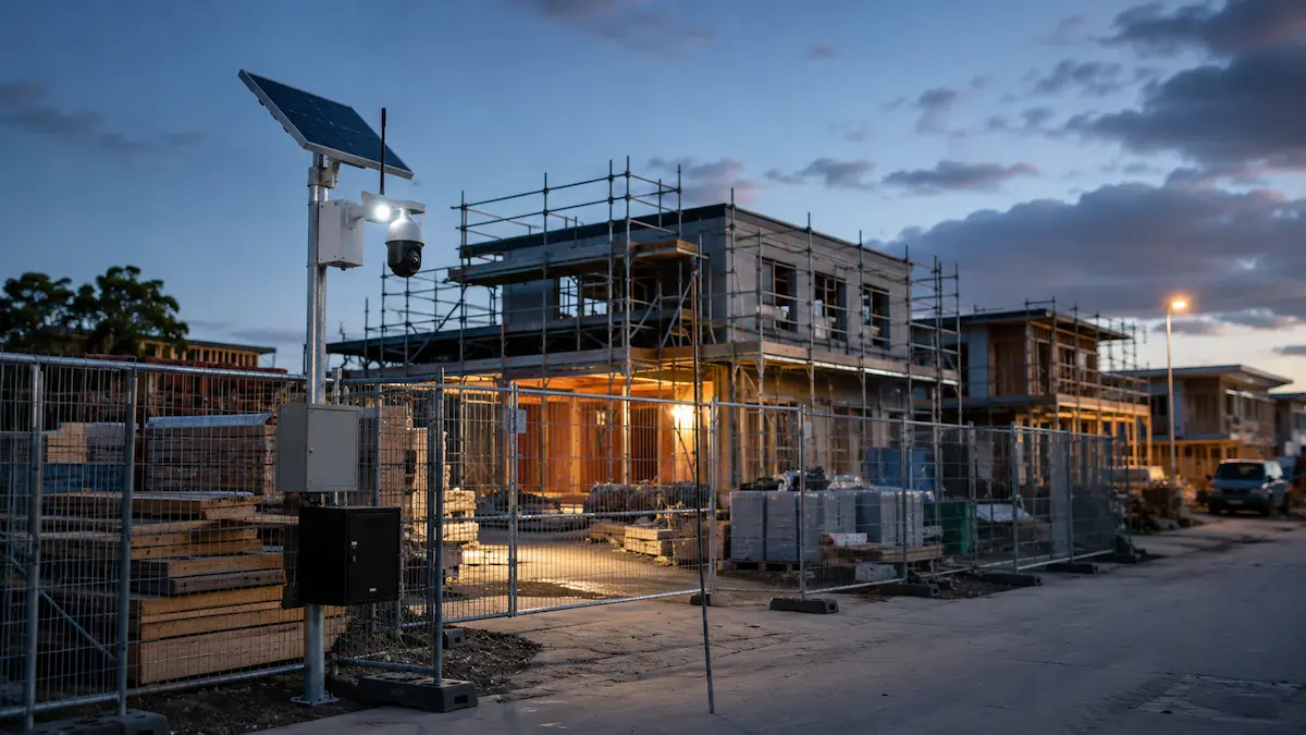 Temporary CCTV and solar surveillance for building sites and residential construction developments