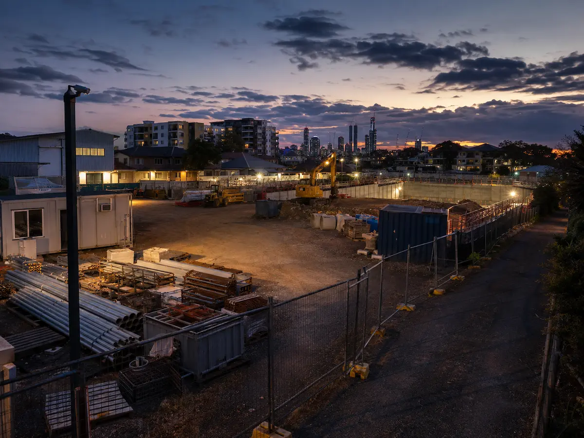 Construction site security challenges with temporary fencing exposed materials changing access points and after-hours risk