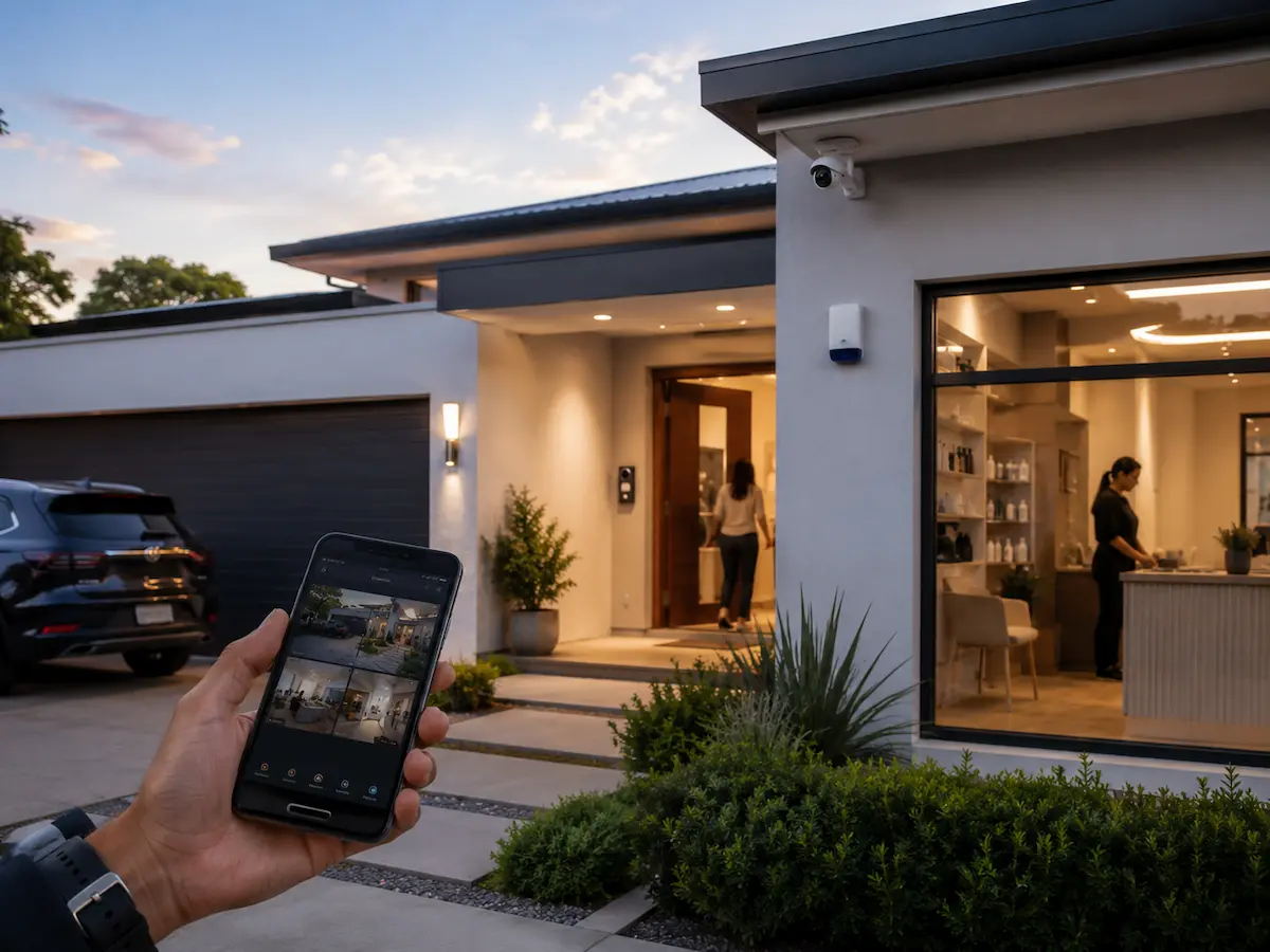 Integrated CCTV alarm and app-based security for a home or small business