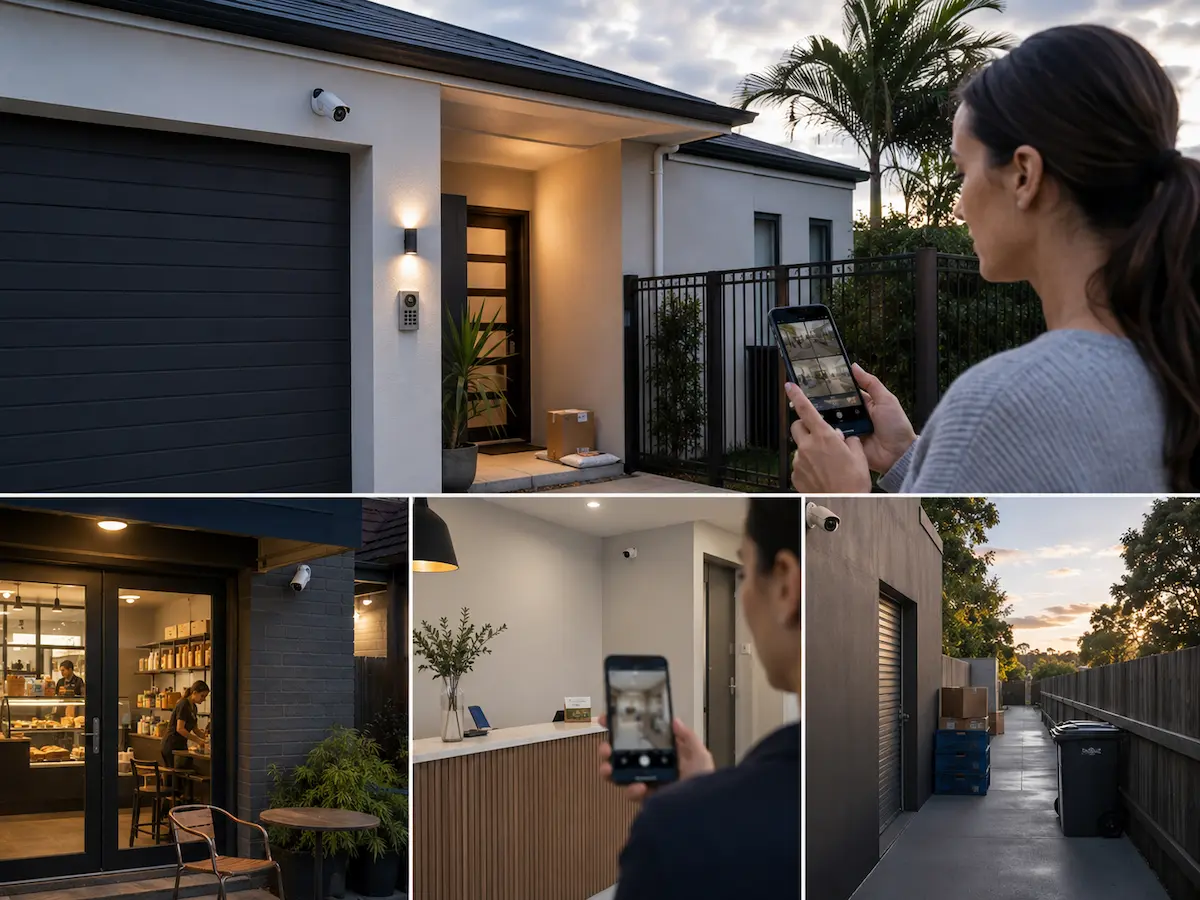 Common security gaps around a home or small business entry where cameras alarms and alerts need better planning