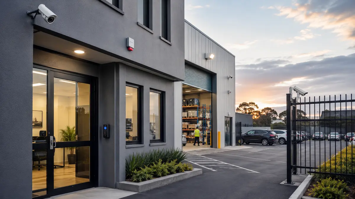 Industrial unit and office warehouse security with CCTV alarm and access control