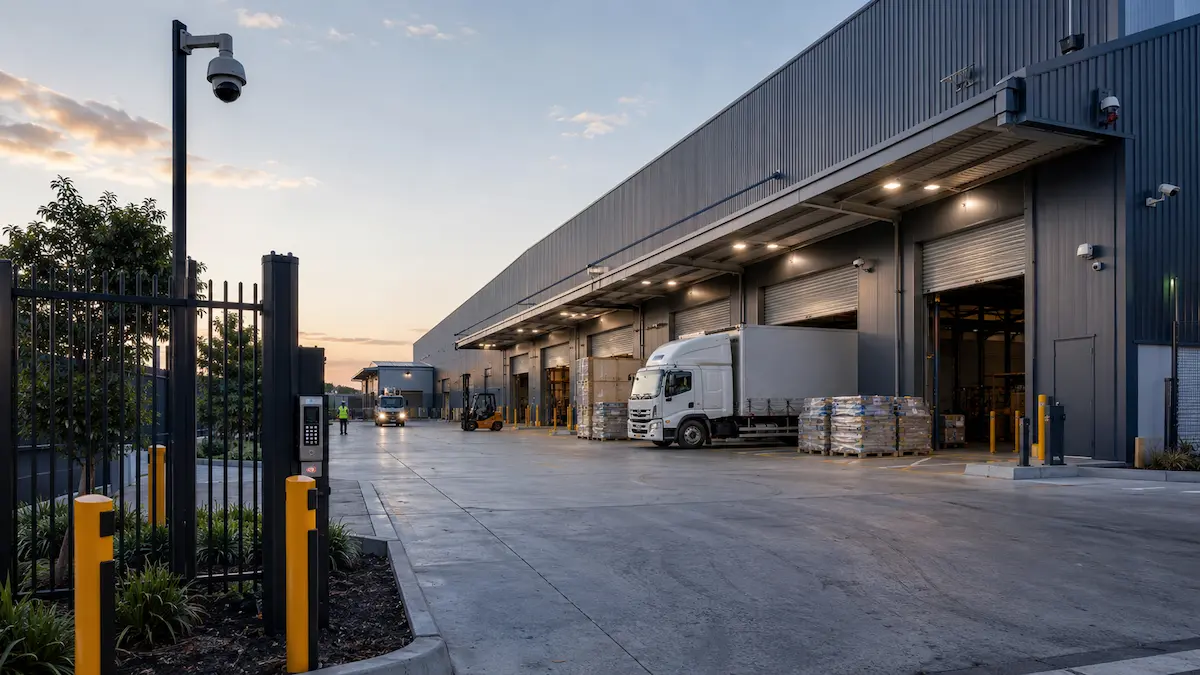 Warehouse and distribution centre security with CCTV access control and loading dock coverage