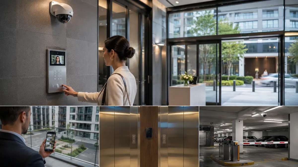 Integrated apartment and high-rise building security with CCTV intercom and access control