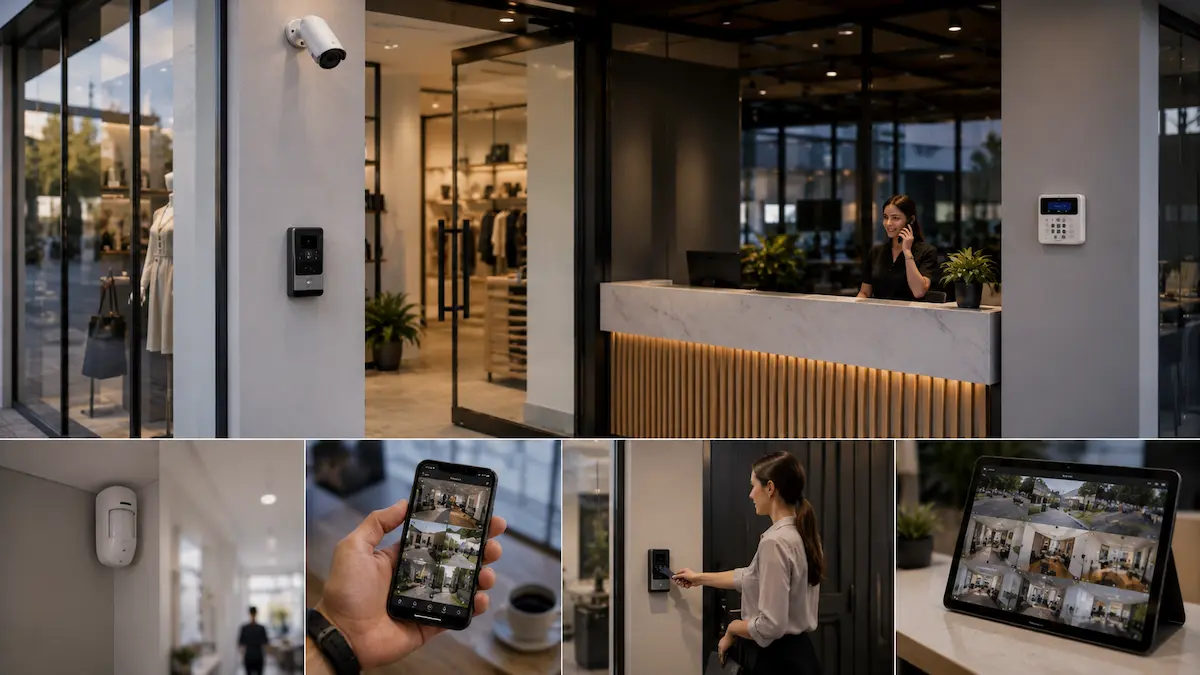 Integrated security for commercial offices retail shops and professional suites