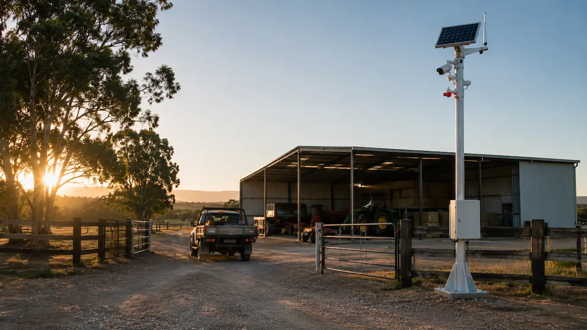Solar powered CCTV and wireless security for farms and rural properties