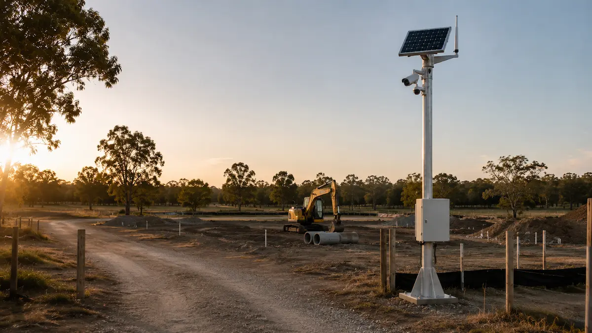 Solar CCTV for vacant land and early-stage development sites without fixed infrastructure