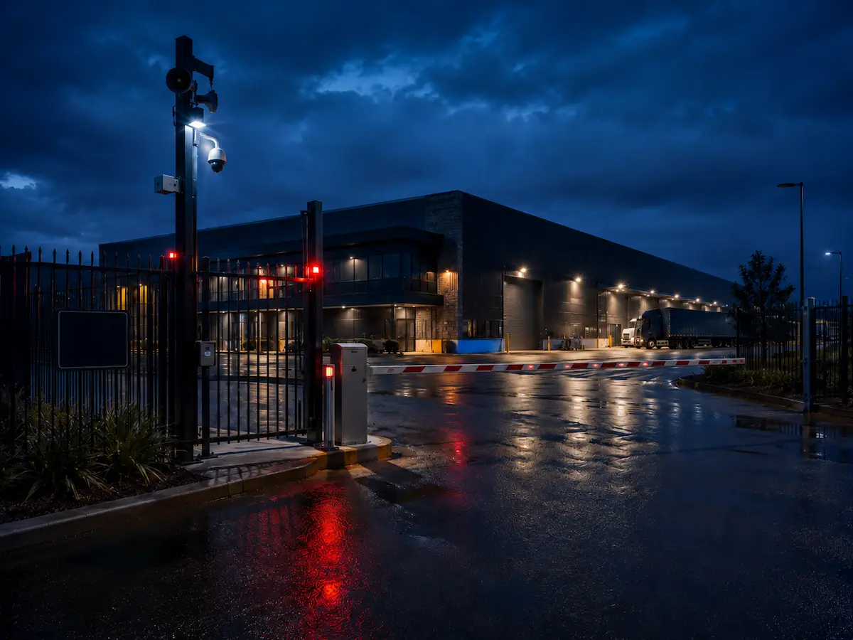 After-hours commercial site protected by video verification monitoring