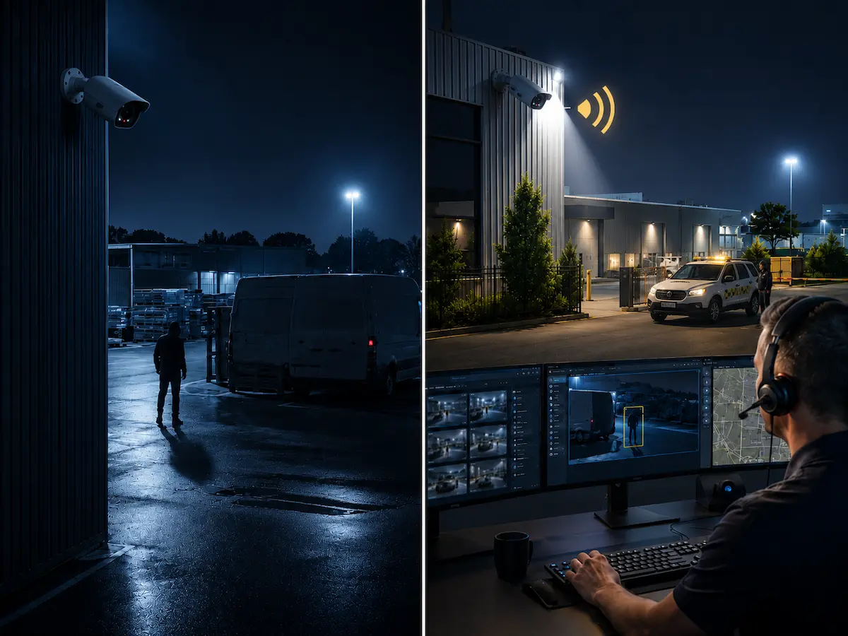 Comparison between passive CCTV recording and active video verification monitoring at an industrial site
