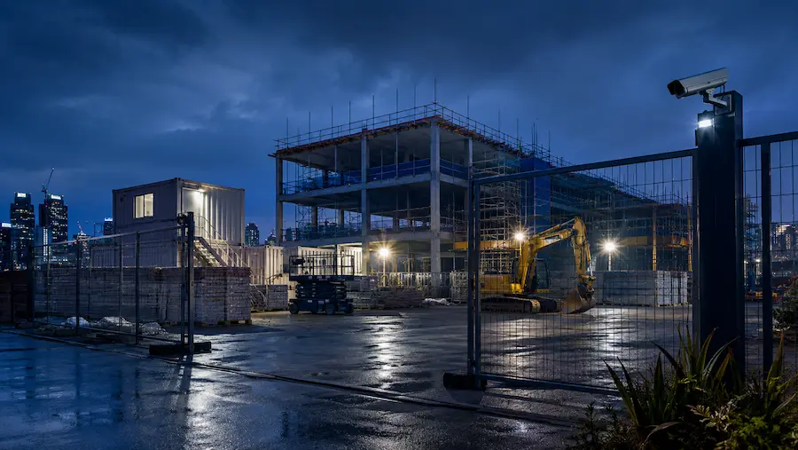 After-hours construction site suited for video verification monitoring