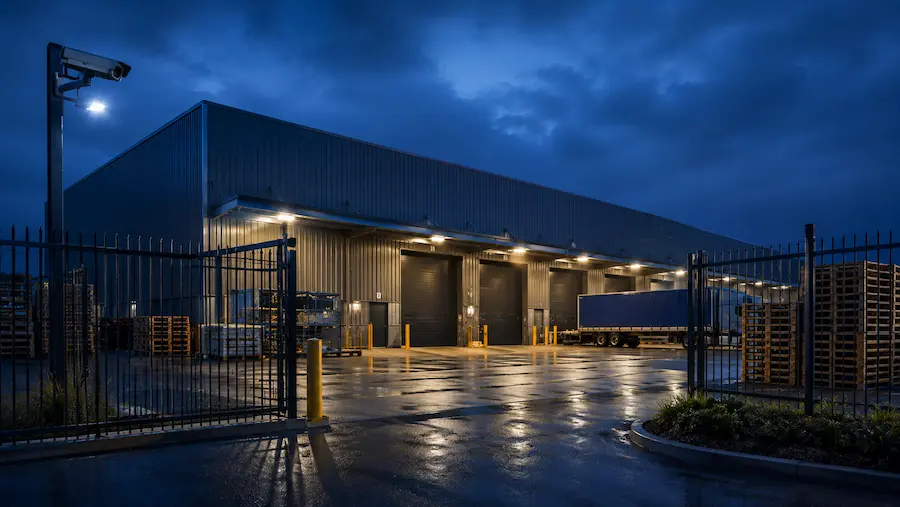 Warehouse loading area protected by after-hours video verification monitoring