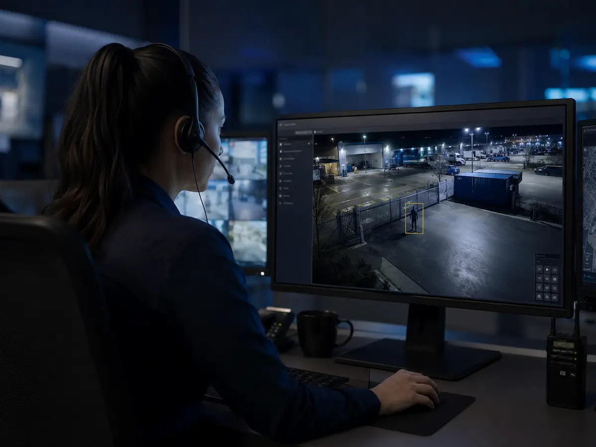 Remote operator visually verifying a security event through video monitoring